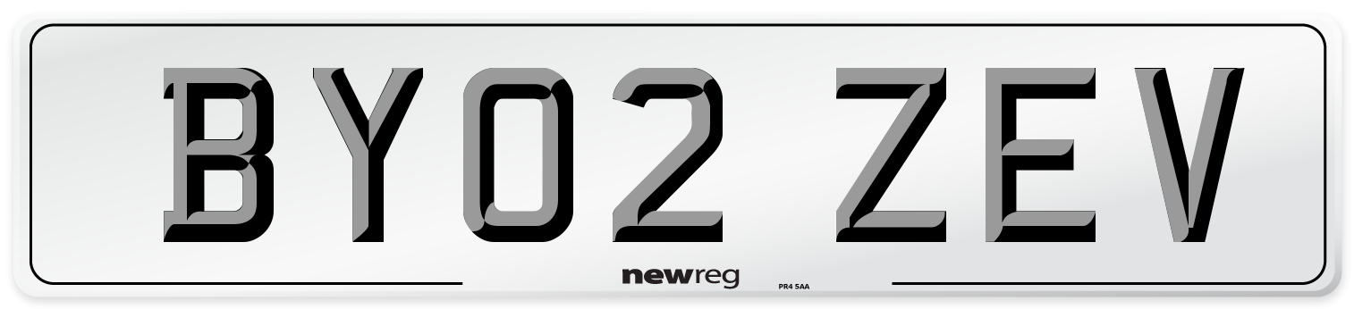 BY02 ZEV Number Plate from New Reg